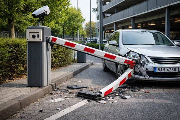 Poškození vjezdového zařízení: automatické výsuvné sloupy a závory