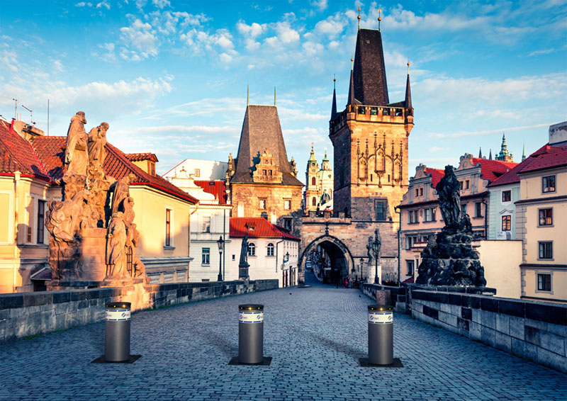 3D vizualizace automatických výsuvných sloupů na Karlově mostě v Praze