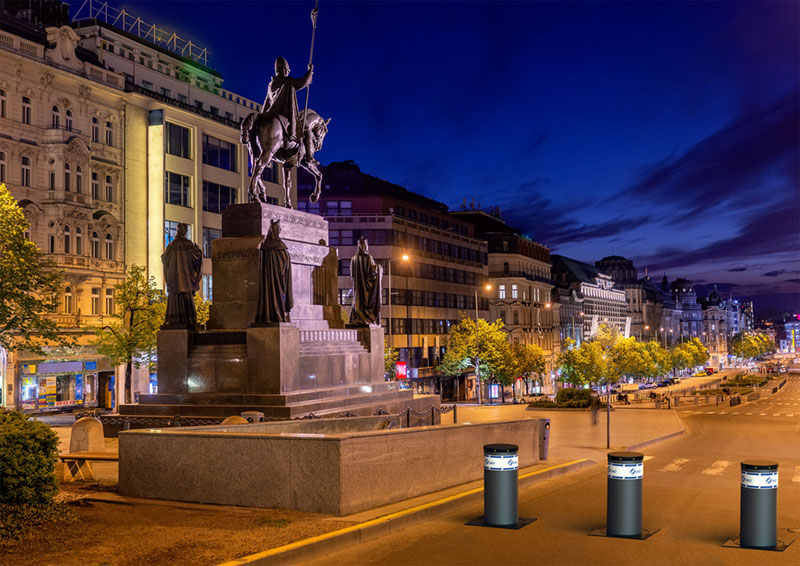 3D vizualizace automatických výsuvných sloupů na Václavském náměstí v Praze